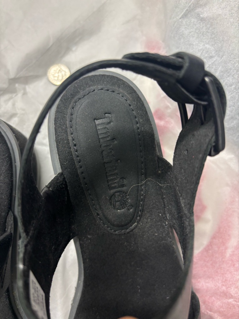 Timberland Black Studded Chunky Sandal Heels - Picture 7 of 8